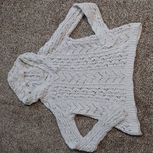 Anthropologie Crochet Sweater Women's Cream Hoodie Size S